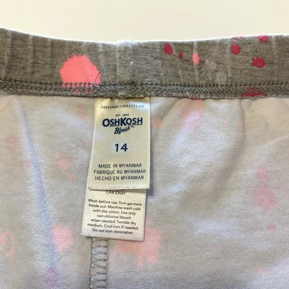 OshKosh/Champion 2 Girls Leggings. Size 14/16. Gray. Pink Splatter. Stretchy - Picture 9 of 10